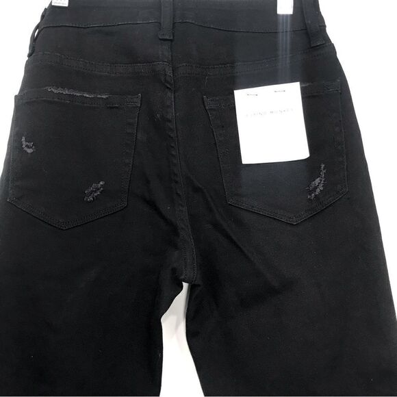 Flying Monkey LANI Black High Rise Clean Cut Fray Hem Crop Jeans NEW - Picture 8 of 16